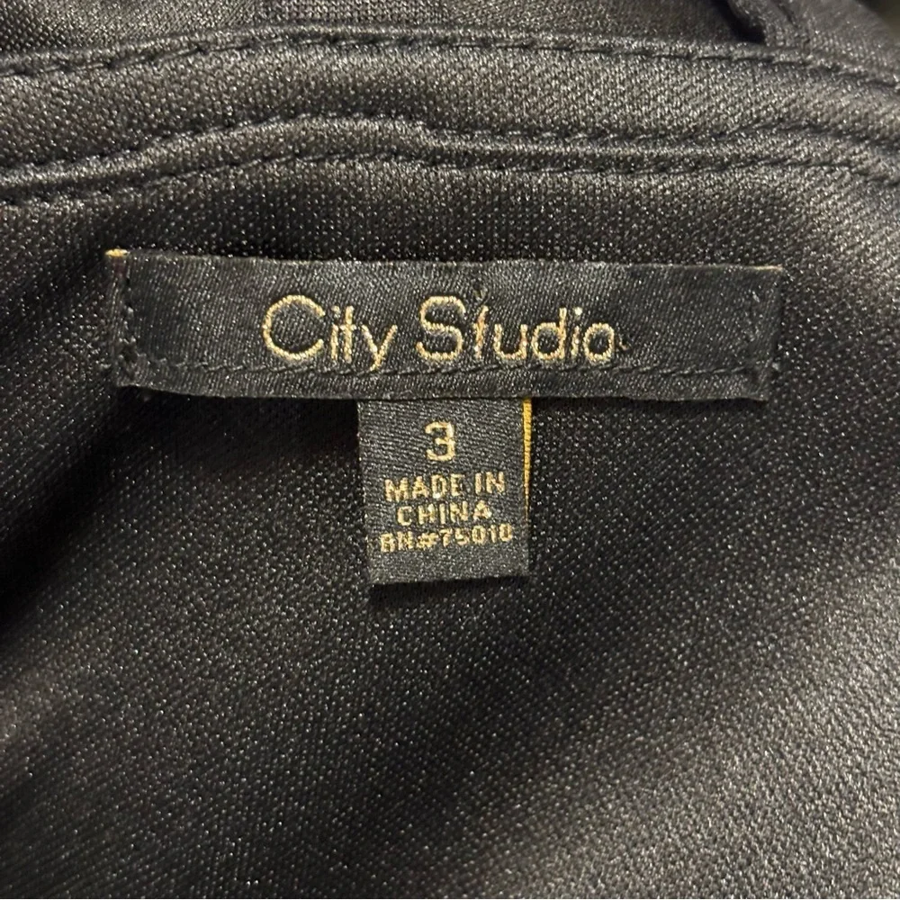 City Studio Halter Dress Black Padded A-Line Strappy Back Stretch Size 3 - Picture 9 of 9